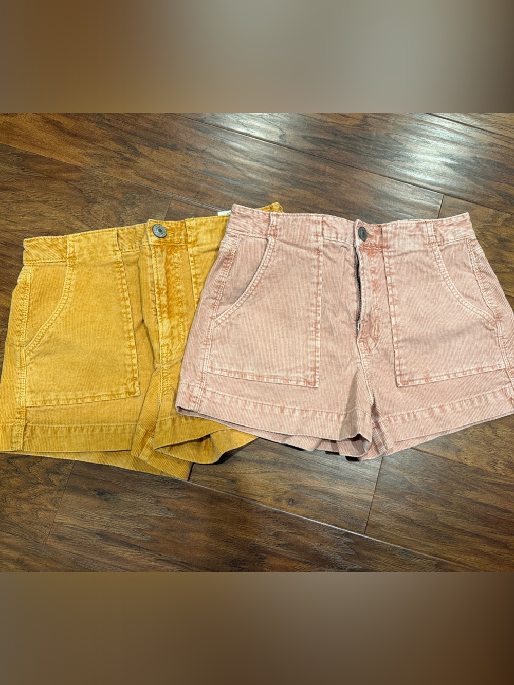 American Eagle Outfitters Two-Pack Corduroy Shorts — Mustard Yellow & Dusty Pink